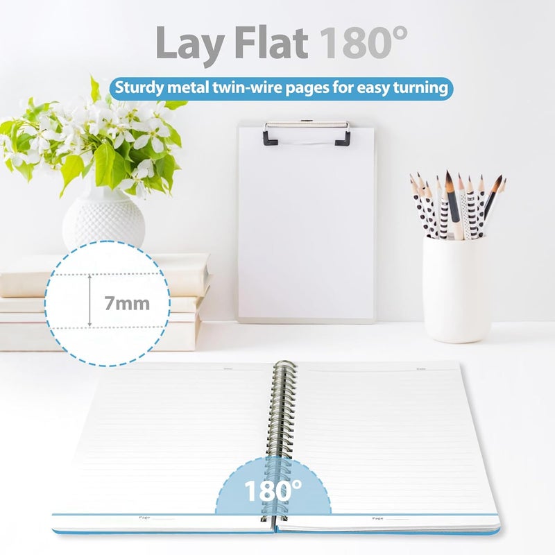 VALOME Journaling Notebooks, A5 Lined Spiral Notebook for Women & Men, 146 Pages College Ruled Hardcover Note Book for Work, Note Taking, Journaling, School, Writing (Bright Blue) - Image 4